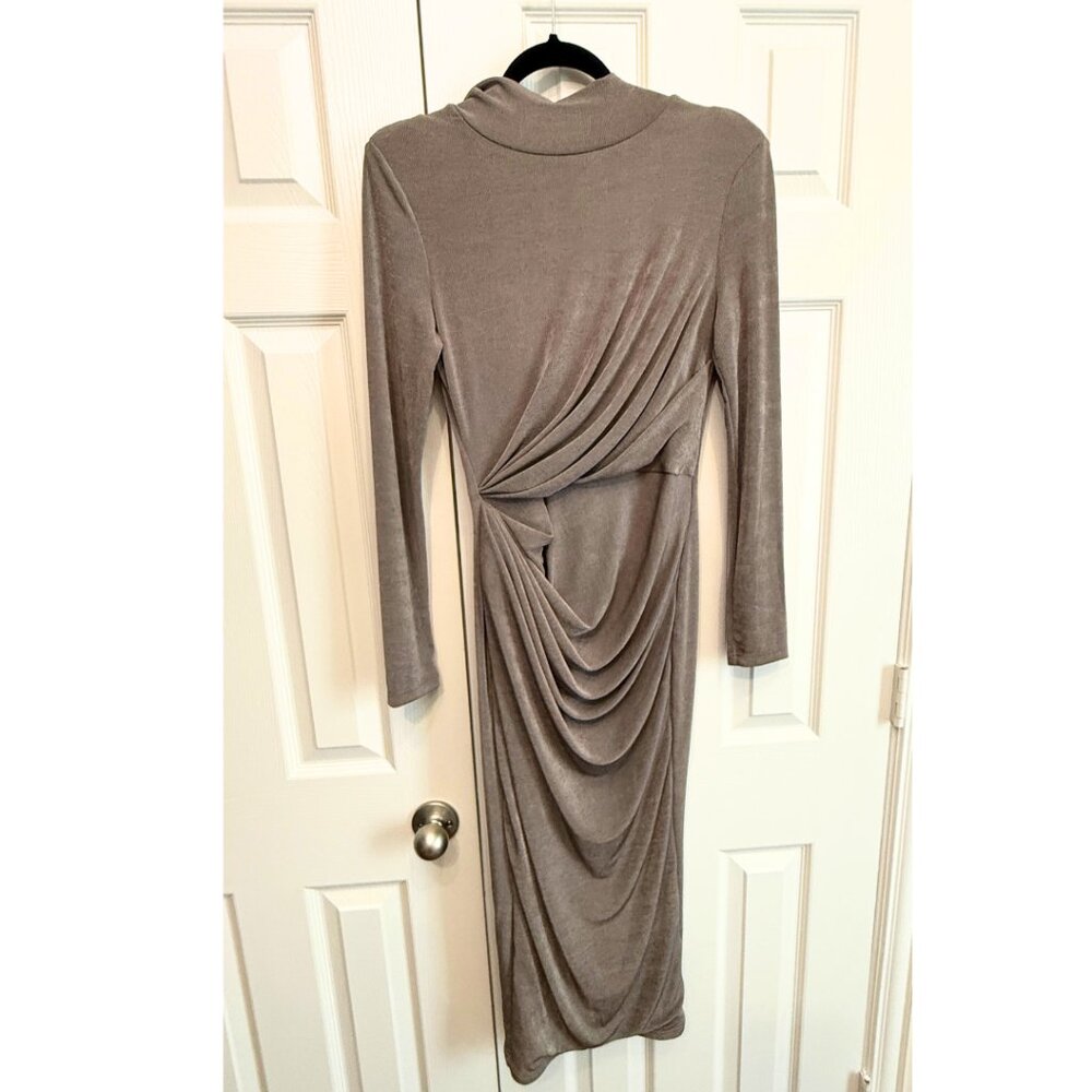NWT JLuxLabel Long-Sleeve Ruched Midi Dress, Sexy & Sophisticated, Grey - Large